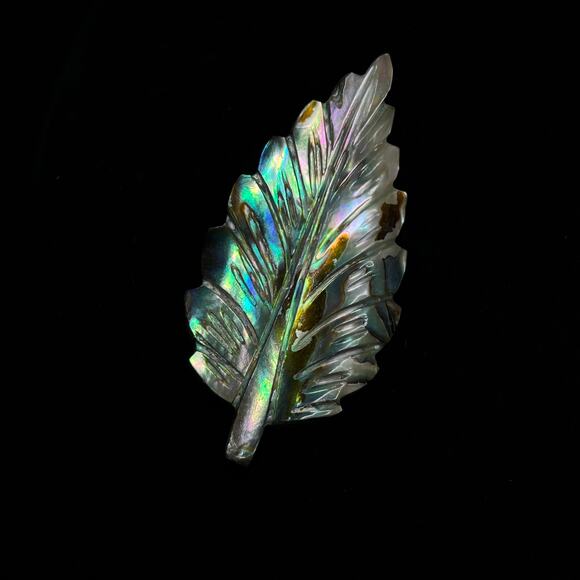 2 Vintage Mother of Pearl M.O.P. Leaf and Square Brooches/Pins 1.25x2.5in - Picture 5 of 8